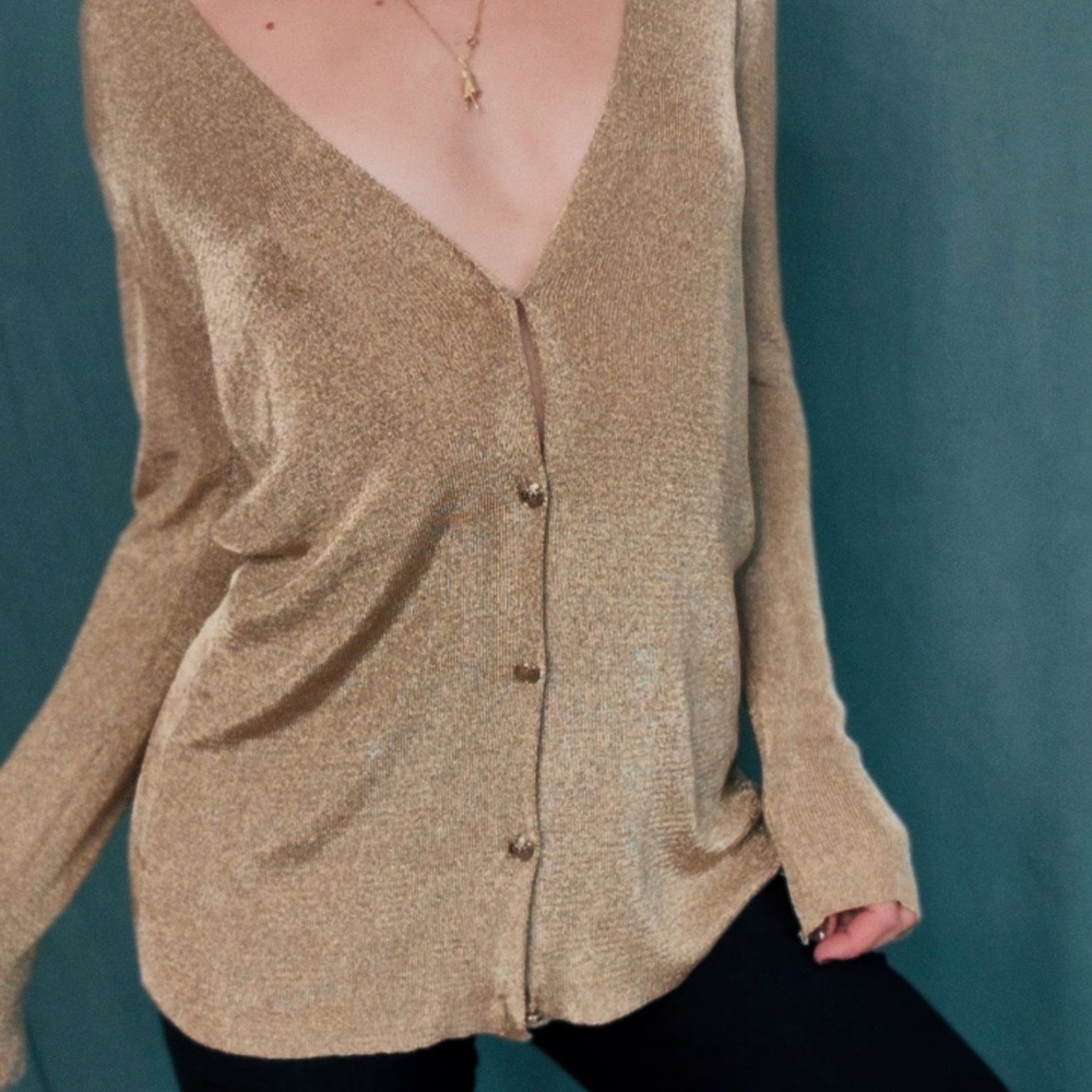 Gucci Gold Knit Cardigan Sweater